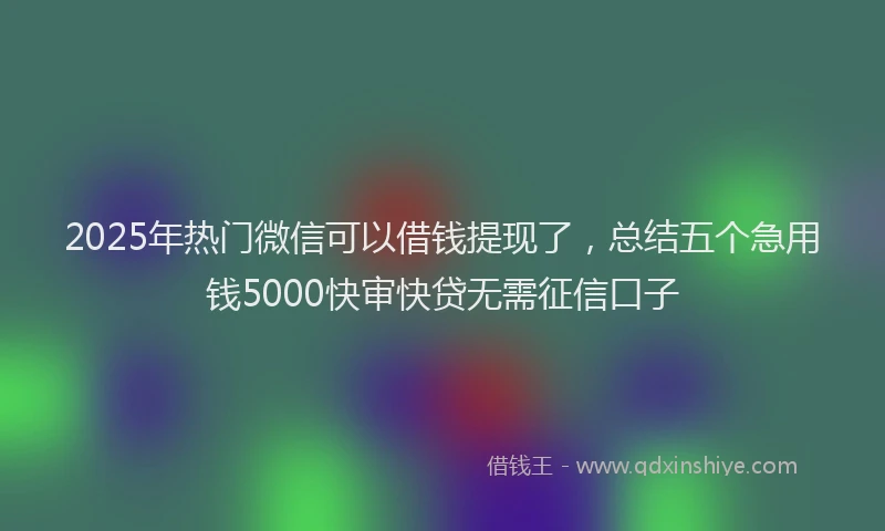 2025年热门微信可以借钱提现了，总结五个急用钱5000快审快贷无需征信口子
