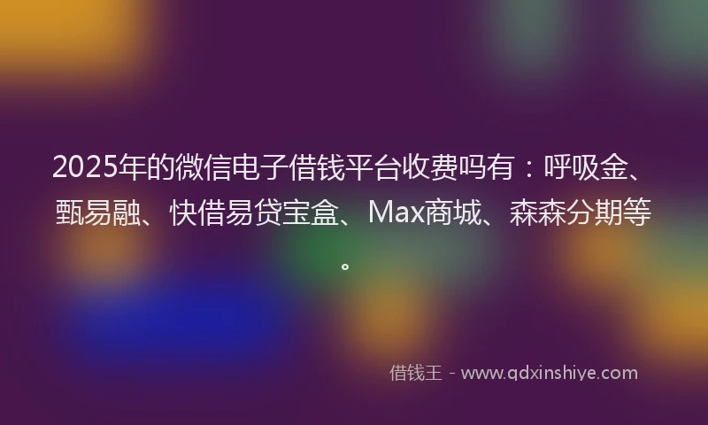 2025年的微信电子借钱平台收费吗有：呼吸金、甄易融、快借易贷宝盒、Max商城、森森分期等。