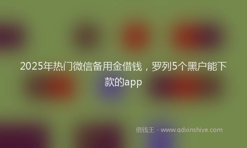 2025年热门微信备用金借钱，罗列5个黑户能下款的app