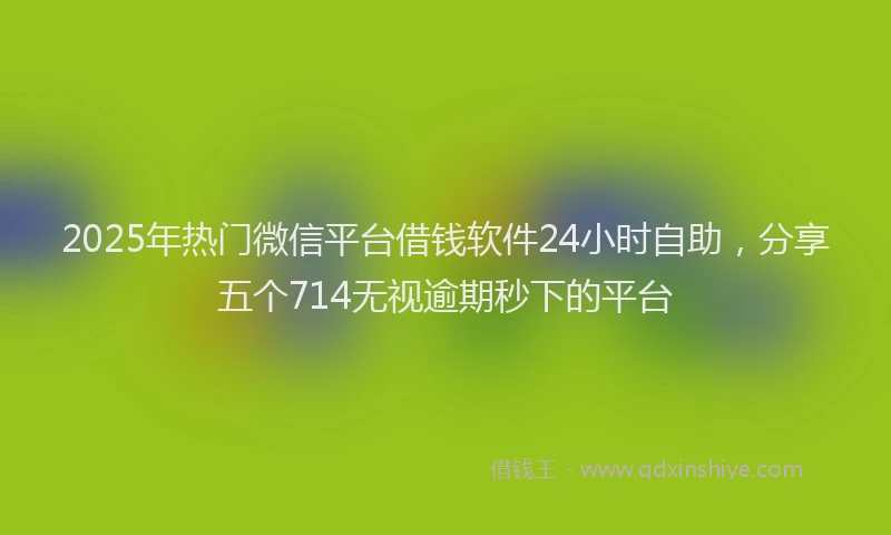 2025年热门微信平台借钱软件24小时自助，分享五个714无视逾期秒下的平台