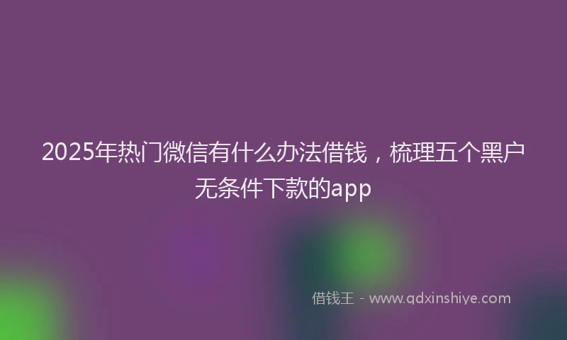 2025年热门微信有什么办法借钱，梳理五个黑户无条件下款的app