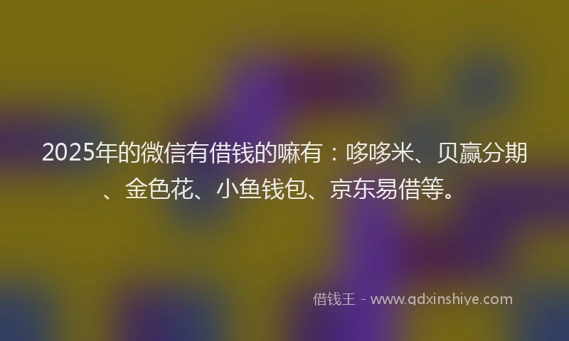 2025年的微信有借钱的嘛有：哆哆米、贝赢分期、金色花、小鱼钱包、京东易借等。