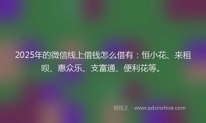 2025年的微信线上借钱怎么借有：恒小花、来租呗、惠众乐、支富通、便利花等。
