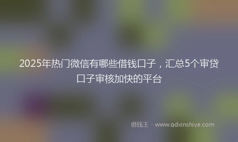 2025年热门微信有哪些借钱口子，汇总5个审贷口子审核加快的平台