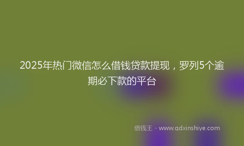2025年热门微信怎么借钱贷款提现，罗列5个逾期必下款的平台