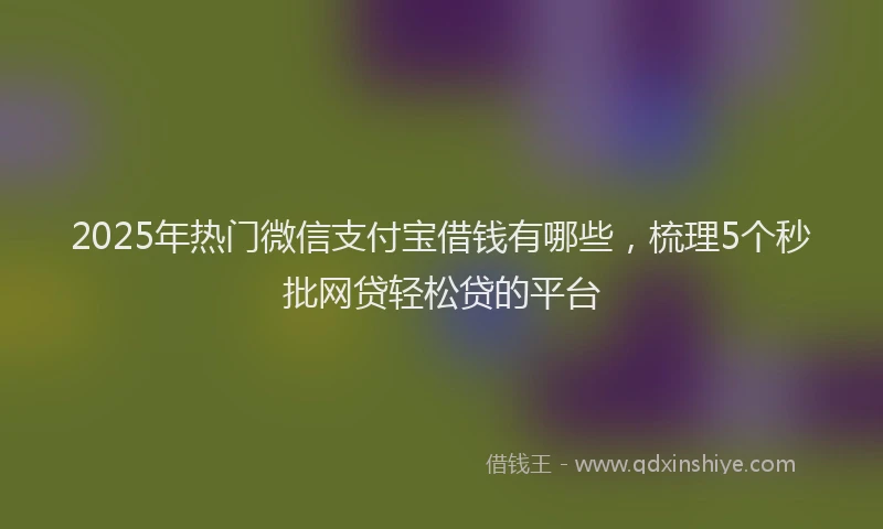 2025年热门微信支付宝借钱有哪些，梳理5个秒批网贷轻松贷的平台
