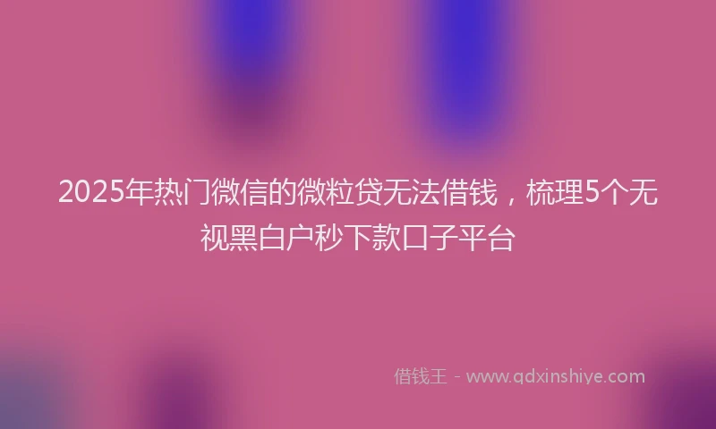 2025年热门微信的微粒贷无法借钱，梳理5个无视黑白户秒下款口子平台