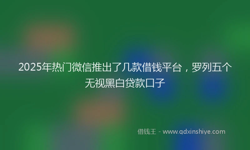 2025年热门微信推出了几款借钱平台，罗列五个无视黑白贷款口子