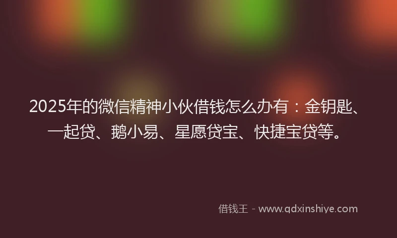 2025年的微信精神小伙借钱怎么办有：金钥匙、一起贷、鹅小易、星愿贷宝、快捷宝贷等。