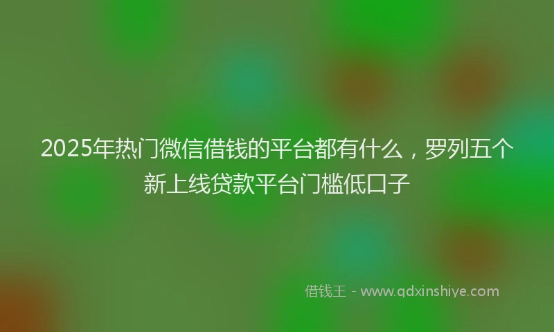 2025年热门微信借钱的平台都有什么，罗列五个新上线贷款平台门槛低口子