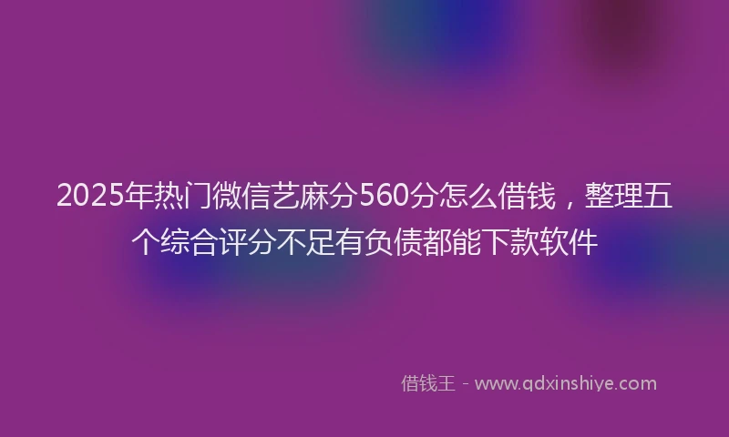 2025年热门微信艺麻分560分怎么借钱，整理五个综合评分不足有负债都能下款软件