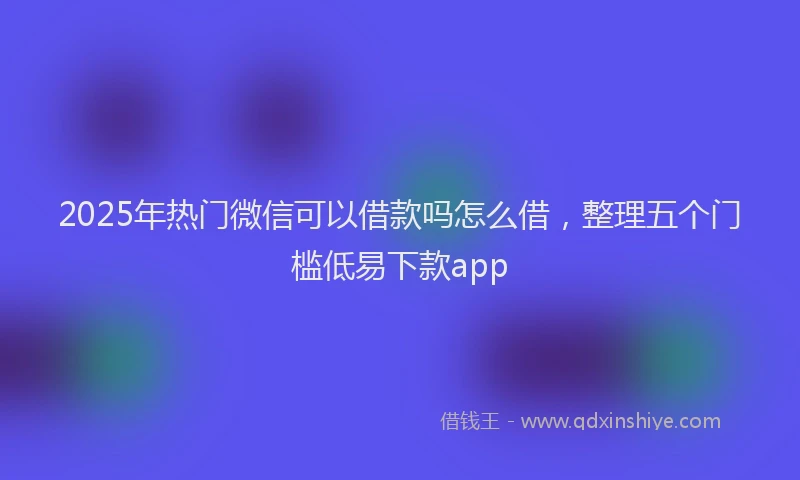 2025年热门微信可以借款吗怎么借，整理五个门槛低易下款app