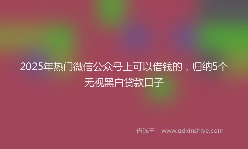 2025年热门微信公众号上可以借钱的，归纳5个无视黑白贷款口子