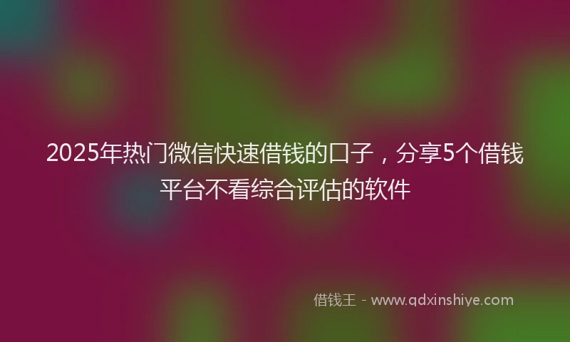 2025年热门微信快速借钱的口子，分享5个借钱平台不看综合评估的软件