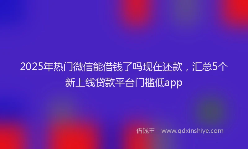 2025年热门微信能借钱了吗现在还款，汇总5个新上线贷款平台门槛低app