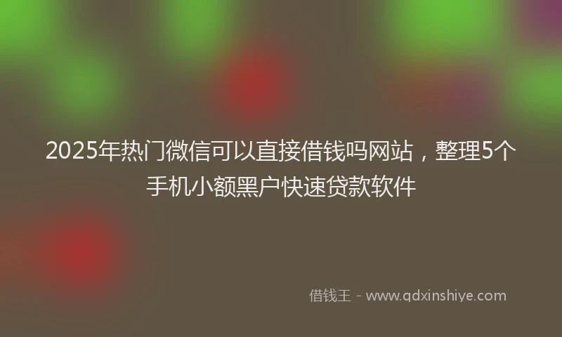 2025年热门微信可以直接借钱吗网站，整理5个手机小额黑户快速贷款软件