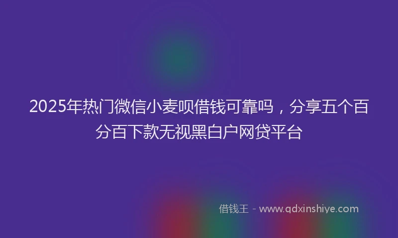 2025年热门微信小麦呗借钱可靠吗，分享五个百分百下款无视黑白户网贷平台