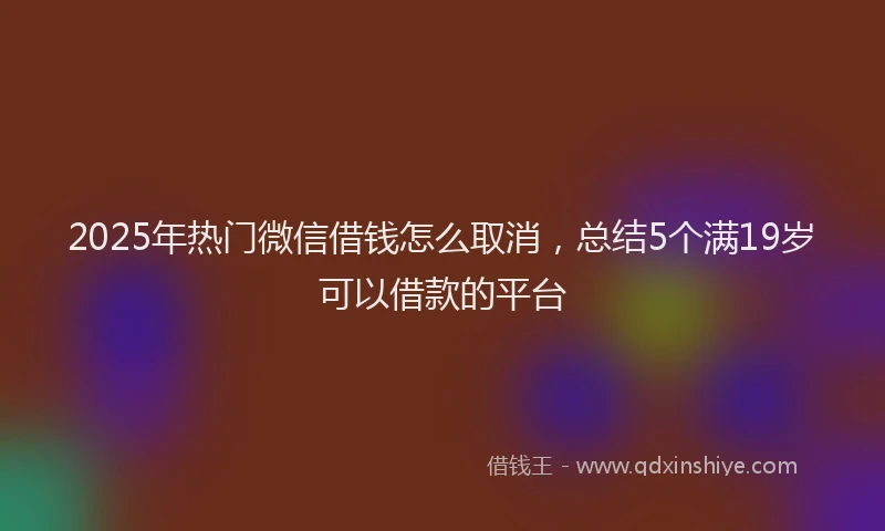 2025年热门微信借钱怎么取消，总结5个满19岁可以借款的平台