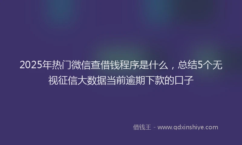 2025年热门微信查借钱程序是什么，总结5个无视征信大数据当前逾期下款的口子