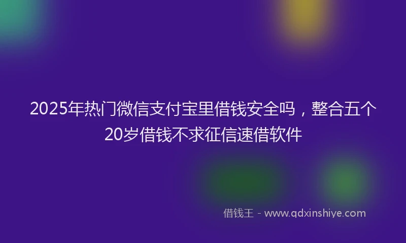 2025年热门微信支付宝里借钱安全吗，整合五个20岁借钱不求征信速借软件