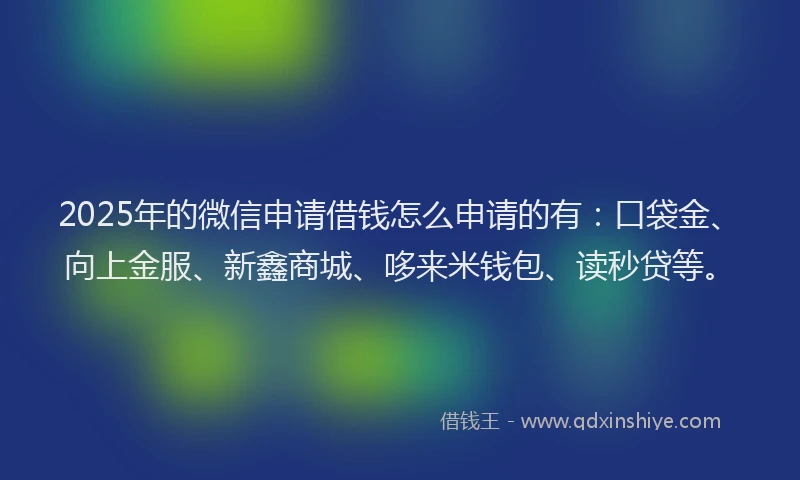 2025年的微信申请借钱怎么申请的有：口袋金、向上金服、新鑫商城、哆来米钱包、读秒贷等。
