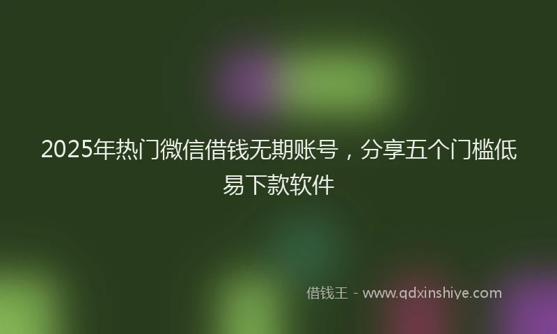 2025年热门微信借钱无期账号，分享五个门槛低易下款软件