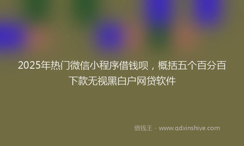 2025年热门微信小程序借钱呗，概括五个百分百下款无视黑白户网贷软件