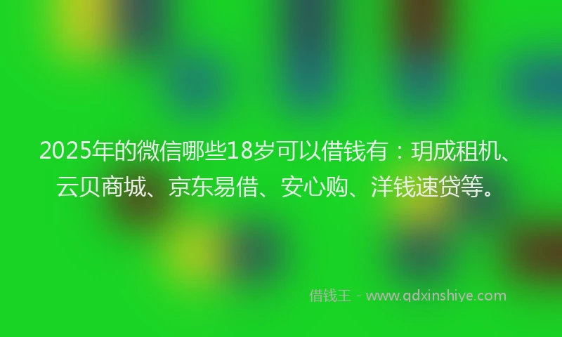 2025年的微信哪些18岁可以借钱有：玥成租机、云贝商城、京东易借、安心购、洋钱速贷等。