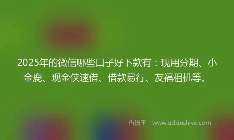 2025年的微信哪些口子好下款有：现用分期、小金鹿、现金侠速借、借款易行、友福租机等。