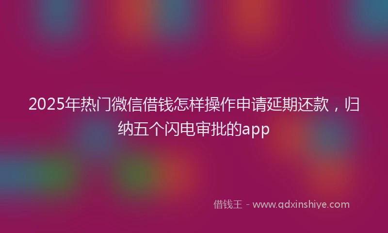2025年热门微信借钱怎样操作申请延期还款，归纳五个闪电审批的app