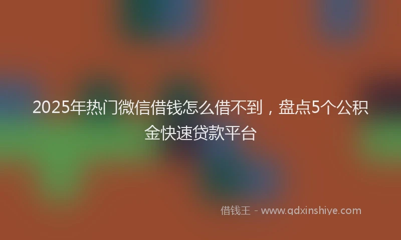 2025年热门微信借钱怎么借不到，盘点5个公积金快速贷款平台