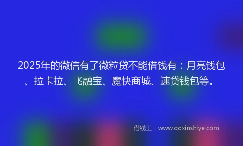 2025年的微信有了微粒贷不能借钱有：月亮钱包、拉卡拉、飞融宝、魔快商城、速贷钱包等。