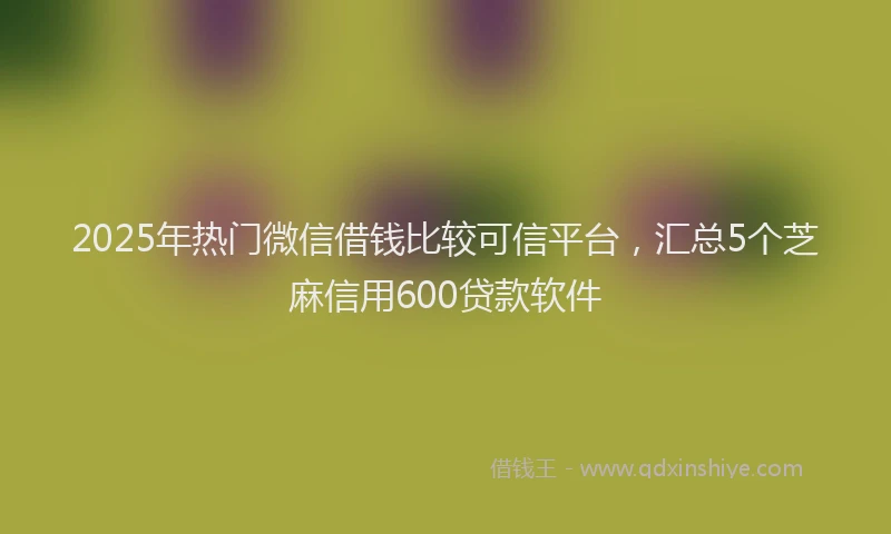 2025年热门微信借钱比较可信平台，汇总5个芝麻信用600贷款软件