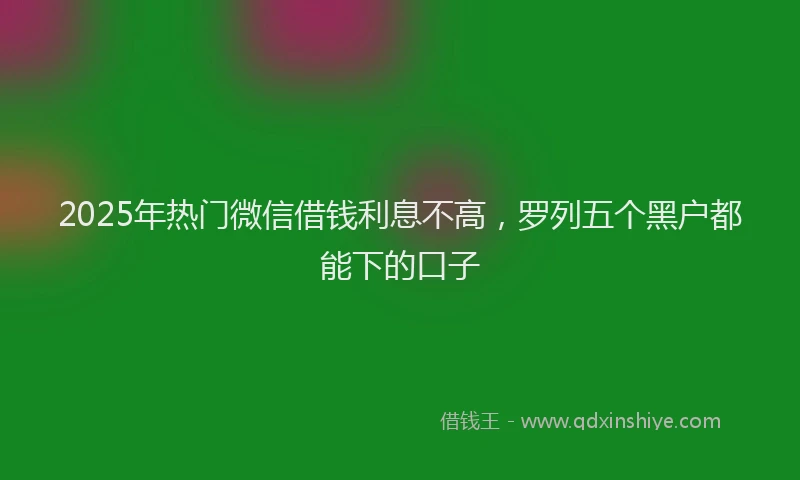 2025年热门微信借钱利息不高，罗列五个黑户都能下的口子