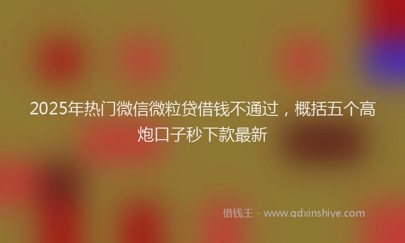 2025年热门微信微粒贷借钱不通过，概括五个高炮口子秒下款最新
