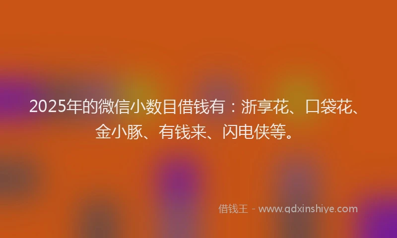 2025年的微信小数目借钱有：浙享花、口袋花、金小豚、有钱来、闪电侠等。