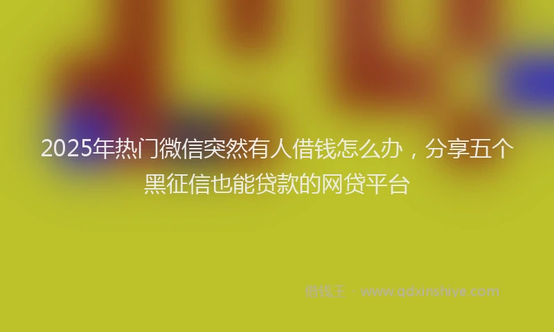 2025年热门微信突然有人借钱怎么办，分享五个黑征信也能贷款的网贷平台