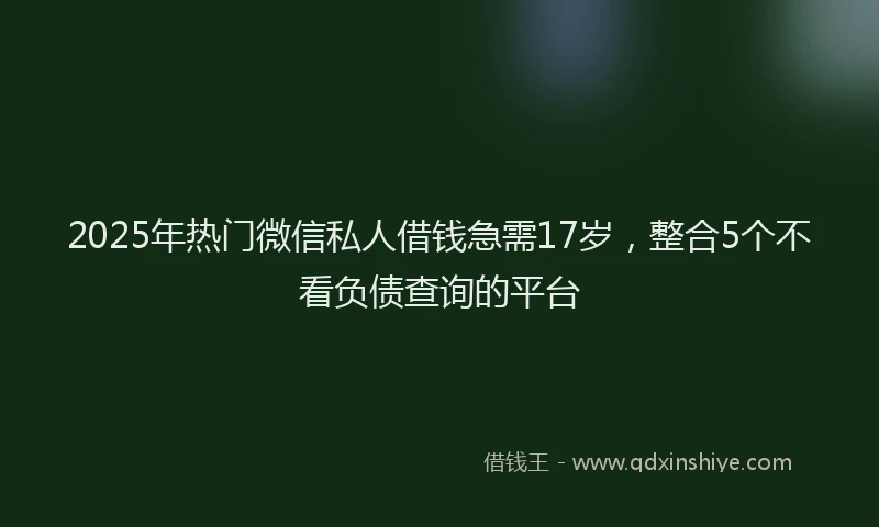 2025年热门微信私人借钱急需17岁，整合5个不看负债查询的平台