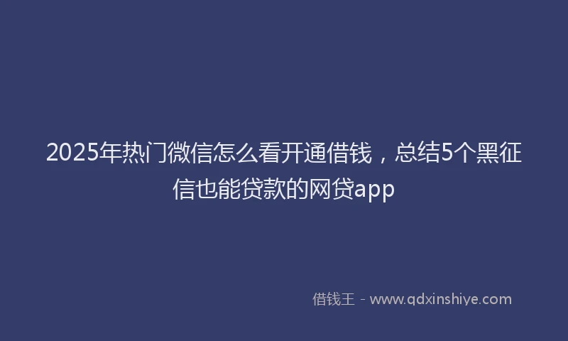 2025年热门微信怎么看开通借钱，总结5个黑征信也能贷款的网贷app