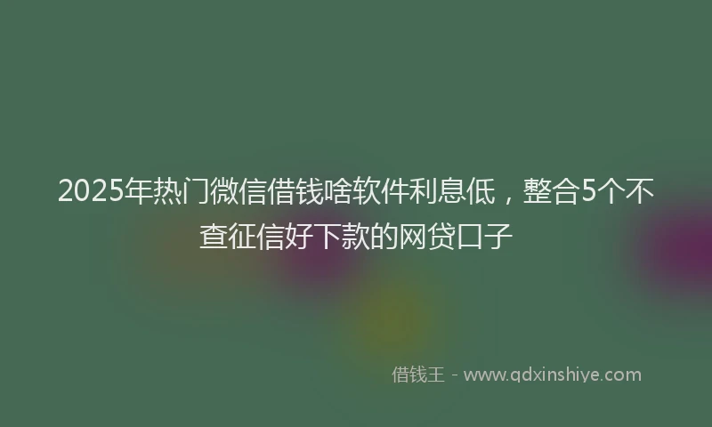 2025年热门微信借钱啥软件利息低，整合5个不查征信好下款的网贷口子