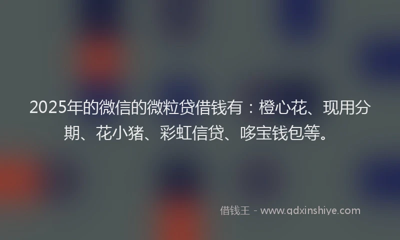 2025年的微信的微粒贷借钱有：橙心花、现用分期、花小猪、彩虹信贷、哆宝钱包等。
