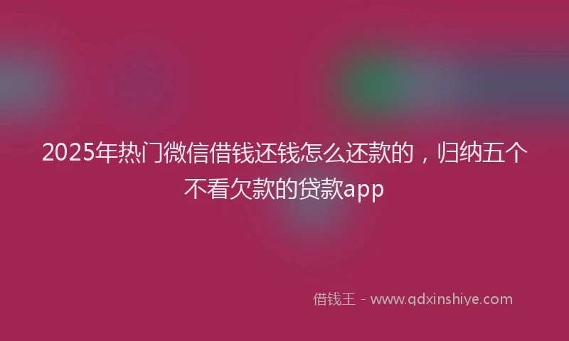2025年热门微信借钱还钱怎么还款的，归纳五个不看欠款的贷款app