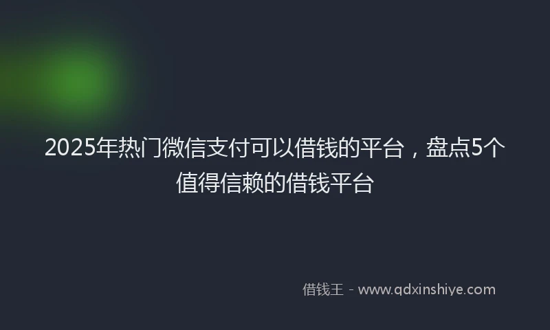 2025年热门微信支付可以借钱的平台，盘点5个值得信赖的借钱平台