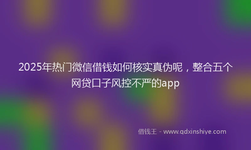 2025年热门微信借钱如何核实真伪呢，整合五个网贷口子风控不严的app
