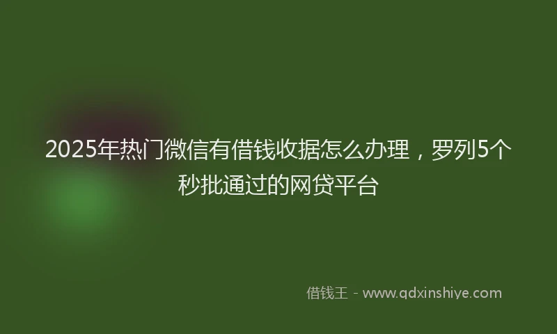 2025年热门微信有借钱收据怎么办理，罗列5个秒批通过的网贷平台