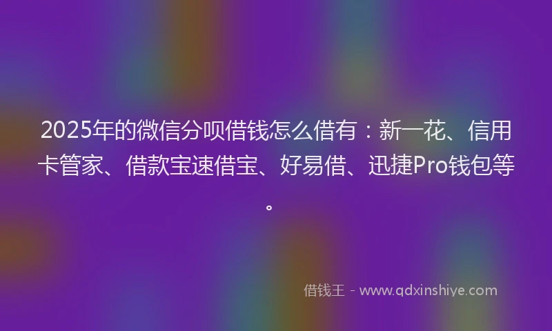 2025年的微信分呗借钱怎么借有：新一花、信用卡管家、借款宝速借宝、好易借、迅捷Pro钱包等。