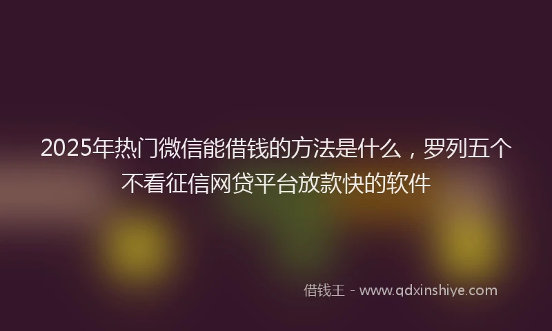 2025年热门微信能借钱的方法是什么，罗列五个不看征信网贷平台放款快的软件