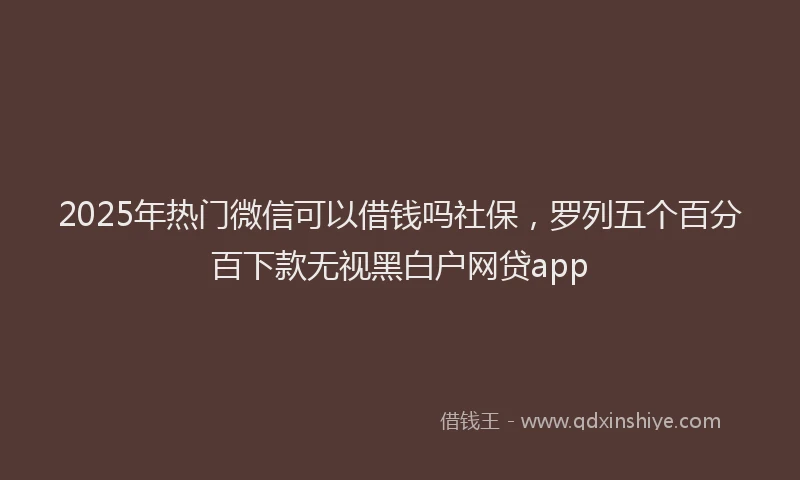 2025年热门微信可以借钱吗社保，罗列五个百分百下款无视黑白户网贷app