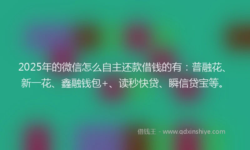 2025年的微信怎么自主还款借钱的有：普融花、新一花、鑫融钱包+、读秒快贷、瞬信贷宝等。