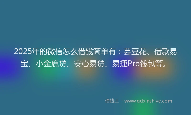 2025年的微信怎么借钱简单有：芸豆花、借款易宝、小金鹿贷、安心易贷、易捷Pro钱包等。